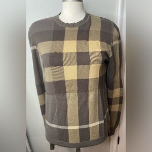 Burberry Checkered Knit Sweater in Brown and Tan